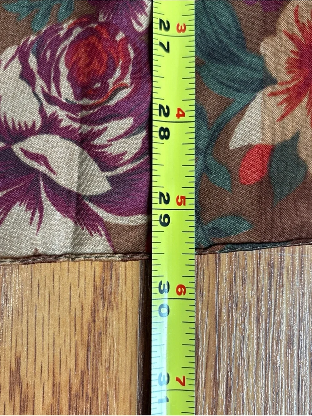Vintage Liz Claiborne Square Scarf Brown with Large Roses/Floral Detail Preppy